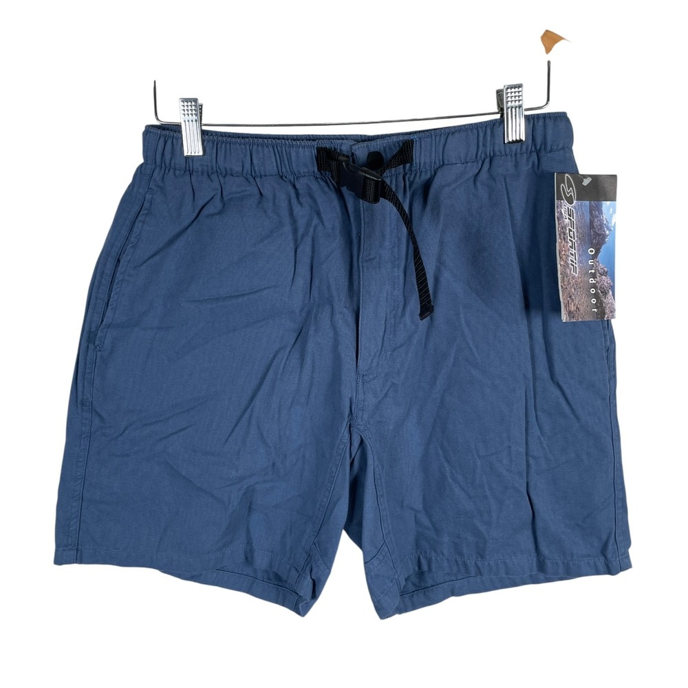 New Sportif USA Womens Outdoor Shorts Medium‎ Navy Blue Cotton Belted Canvas